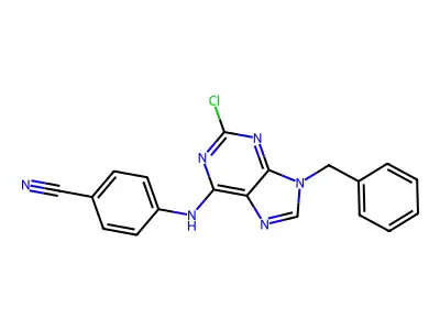 Benzonitrile, 4-((2-chloro-9-(phenylmethyl)-9H-purin-6-yl)amino)- structure