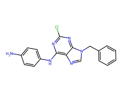 1,4-Benzenediamine, N-(2-chloro-9-(phenylmethyl)-9H-purin-6-yl)- structure