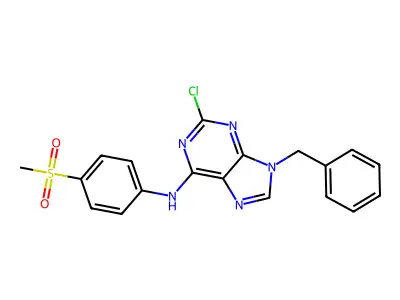 9-benzyl-2-chloro-N-(4-methylsulfonylphenyl)purin-6-amine structure