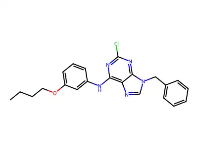 9H-Purin-6-amine, N-(3-butoxyphenyl)-2-chloro-9-(phenylmethyl)- structure
