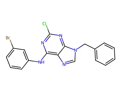 9H-Purin-6-amine, N-(3-bromophenyl)-2-chloro-9-(phenylmethyl)- structure