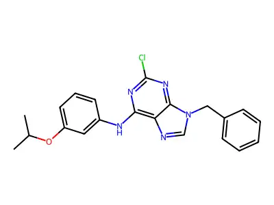 9H-Purin-6-amine, 2-chloro-N-(3-(1-methylethoxy)phenyl)-9-(phenylmethyl)- structure