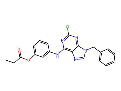 [3-[(9-Benzyl-2-chloro-purin-6-yl)amino]phenyl] propanoate structure