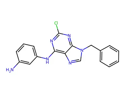 1,3-Benzenediamine, N-(2-chloro-9-(phenylmethyl)-9H-purin-6-yl)- structure
