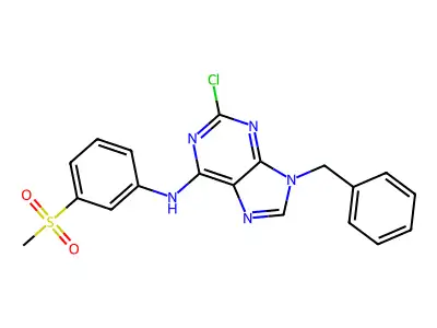 9H-Purin-6-amine, 2-chloro-N-(3-(methylsulfonyl)phenyl)-9-(phenylmethyl)- structure