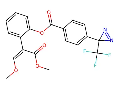 [2-(1,3-dimethoxy-3-oxoprop-1-en-2-yl)phenyl] 4-[3-(trifluoromethyl)diazirin-3-yl]benzoate structure