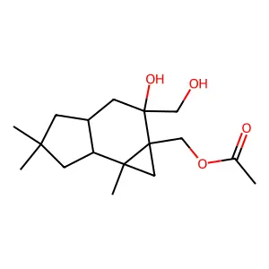 Cycloprop(e)indene-1a,2(1H)-dimethanol, octahydro-2-hydroxy-5,5,6b-trimethyl-, alpha1a-acetate, (1aS-(1aalpha,2beta,3aalpha,6aalpha,6balpha))- structure