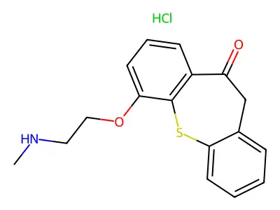 Dibenzo(b,f)thiepin-10(11H)-one, 6-(2-(methylamino)ethoxy)-, hydrochloride structure