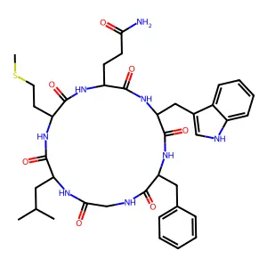 Cyclo(Gln-Trp-Phe-Gly-Leu-Met) structure