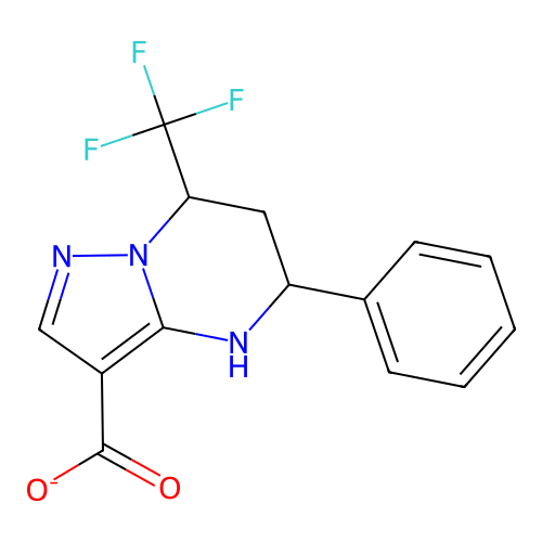 5-phenyl-7-(trifluoromethyl)-1,5,6,7-tetrahydropyrazolo[1,5-a]pyrimidine-3-carboxylate structure