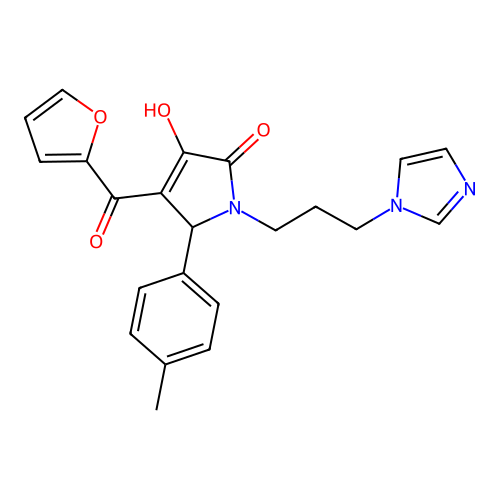 3-(furan-2-carbonyl)-4-hydroxy-1-(3-imidazol-1-ylpropyl)-2-(4-methylphenyl)-2H-pyrrol-5-one structure
