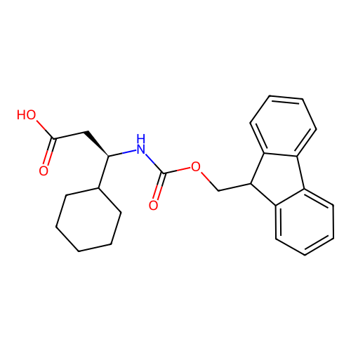 (3R)-3-cyclohexyl-3-((((9H-fluoren-9-yl)methoxy)carbonyl)amino)propanoic acid structure