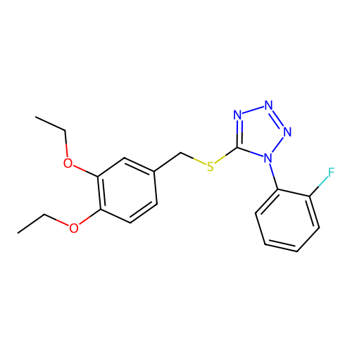 5-[(3,4-diethoxybenzyl)sulfanyl]-1-(2-fluorophenyl)-1H-tetrazole structure