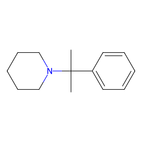 2-Phenyl-2-(1-piperidinyl)propane structure