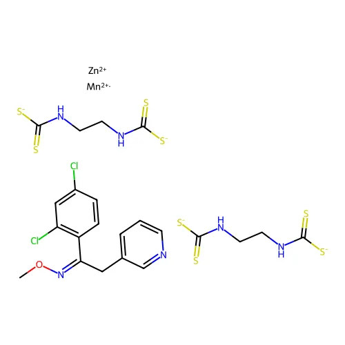 锌;(Z)-1-(2,4-二氯苯基)-N-甲氧基-2-吡啶-3-基乙烷亚胺;锰(2+);双(N-[2-(磺碘代羰氧硫酰氨基)乙基]二硫代氨基甲酸酯) structure