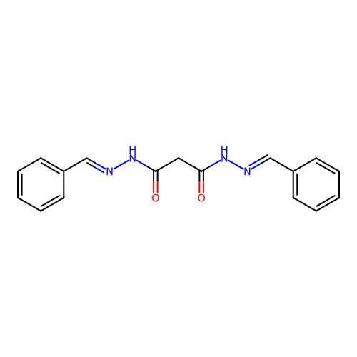 (N'1E,N'3E)-N'1,N'3-dibenzylidenemalonohydrazide structure