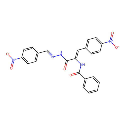 N-[1-(4-Nitro-benzylidene-hydrazinocarbonyl)-2-(4-nitro-phenyl)-vinyl]-benzamide structure