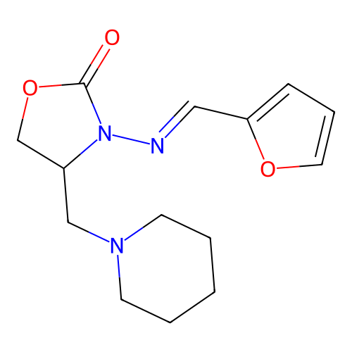 2-Oxazolidone, 3-(furfurylideneamino)-4-(piperidinomethyl)- structure