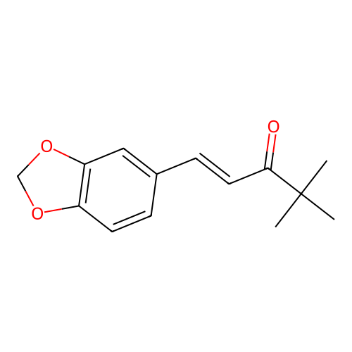 (E)-1-(1,3-benzodioxol-5-yl)-4,4-dimethylpent-1-en-3-one structure