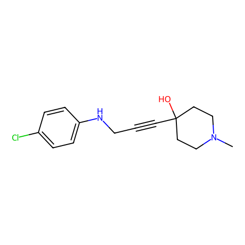 4-(3-((4-Chlorophenyl)amino)prop-1-yn-1-yl)-1-methylpiperidin-4-ol structure