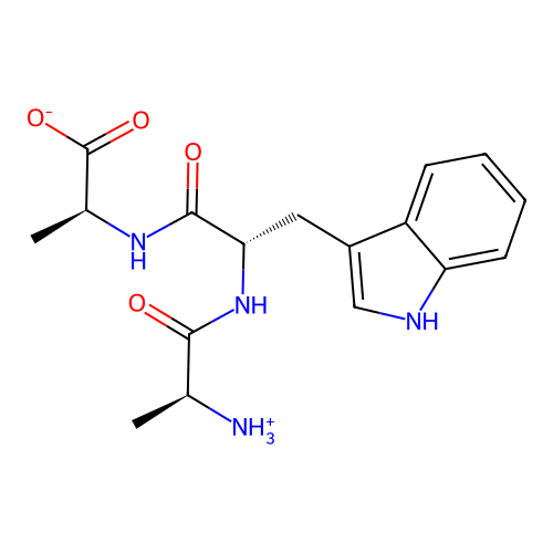 (2S)-2-[[(2S)-2-[[(2S)-2-azaniumylpropanoyl]amino]-3-(1H-indol-3-yl)propanoyl]amino]propanoate structure