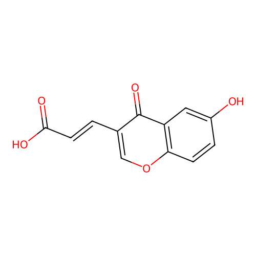 (E)-3-(6-hydroxy-4-oxo-4H-chromen-3-yl)acrylic acid structure