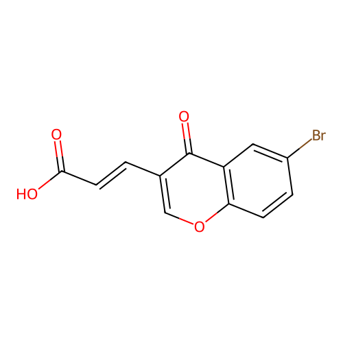 (2E)-3-(6-bromo-4-oxo-4H-chromen-3-yl)prop-2-enoic acid structure