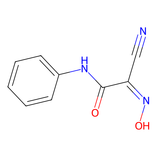 (2Z)-2-cyano-2-(hydroxyimino)-N-phenylethanamide structure
