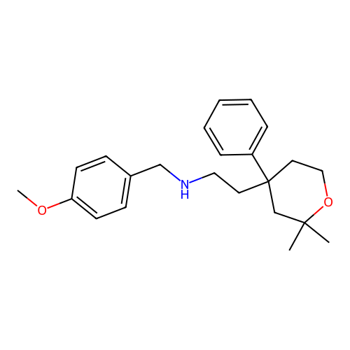 2-(2,2-dimethyl-4-phenyltetrahydro-2H-pyran-4-yl)-N-(4-methoxybenzyl)ethanamine structure