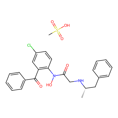 Acetamide, N-(2-benzoyl-4-chlorophenyl)-2-((2-hydroxy-1-methyl-2-phenylethyl)amino)-, (S-(R*,R*))-, monomethanesulfonate (salt) structure