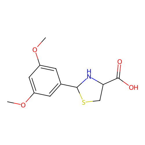 2-(3,5-Dimethoxyphenyl)-1,3-thiazolidine-4-carboxylic acid structure