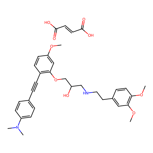 1-((2-(3,4-Dimethoxyphenyl)ethyl)amino)-3-(2-((4-(dimethylamino)-phenyl)ethynyl)-5-methoxyphenoxy)-2-propanol fumarate structure