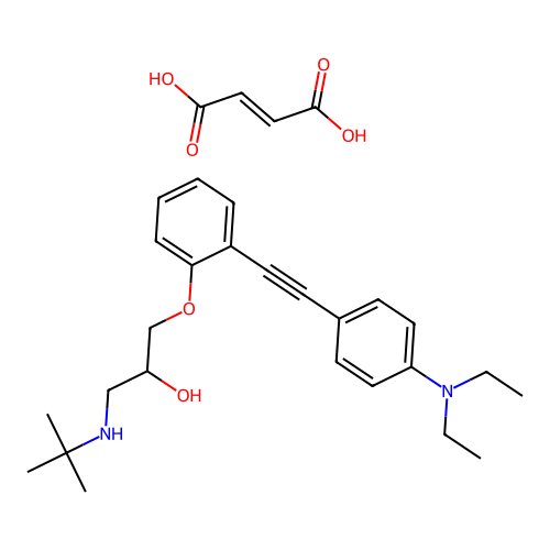 1-(2-((4-(Diethylamino)phenyl)ethynyl)phenoxy)-3-(t-butylamino)-2-propanol fumarate structure