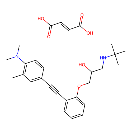 1-(2-((4-(Dimethylamino)-m-tolyl)ethynyl)phenoxy)-3-(t-butylamino)-2-propanol fumarate structure