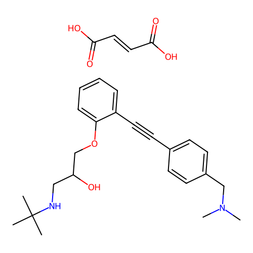 1-(2-((4-((Dimethylamino)methyl)phenyl)ethynyl)phenoxy)-3-((1,1-dimethylethyl)amino)-2-propanol fumarate structure