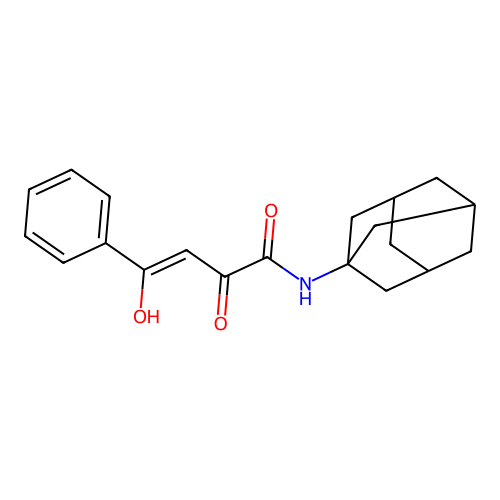 2-Hydroxy-4-oxo-4-phenyl-N-tricyclo(3.3.1.1(sup 3,7))dec-1-yl-2-butenamide structure