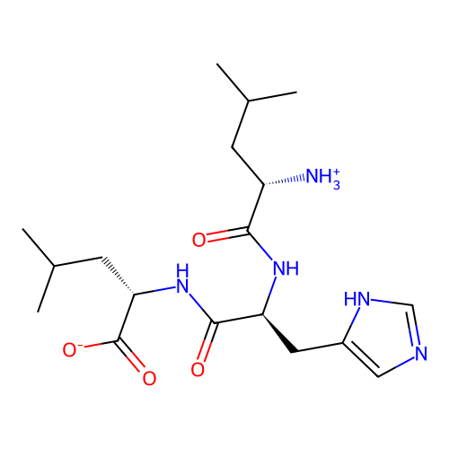 (2S)-2-[[(2S)-2-[[(2S)-2-azaniumyl-4-methylpentanoyl]amino]-3-(1H-imidazol-5-yl)propanoyl]amino]-4-methylpentanoate structure