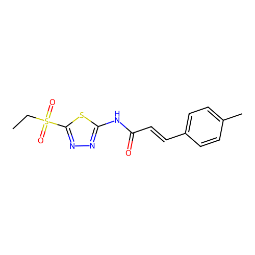 (2E)-N-[5-(ethylsulfonyl)-1,3,4-thiadiazol-2-yl]-3-(4-methylphenyl)prop-2-enamide structure
