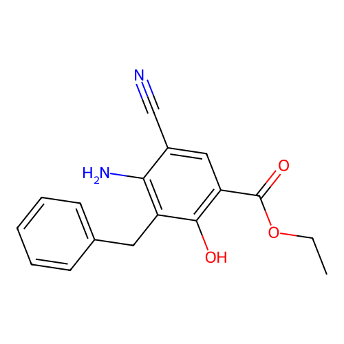 Ethyl 4-amino-3-benzyl-5-cyano-2-hydroxybenzoate structure