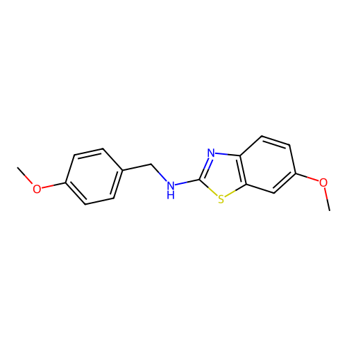 6-methoxy-N-[(4-methoxyphenyl)methyl]-1,3-benzothiazol-2-amine structure