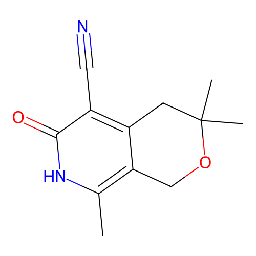 3,3,8-Trimethyl-6-oxo-3,4,6,7-tetrahydro-1H-pyrano[3,4-c]pyridine-5-carbonitrile structure