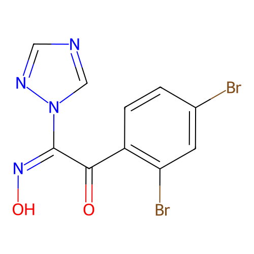(2E)-1-(2,4-dibromophenyl)-2-hydroxyimino-2-(1,2,4-triazol-1-yl)ethanone structure