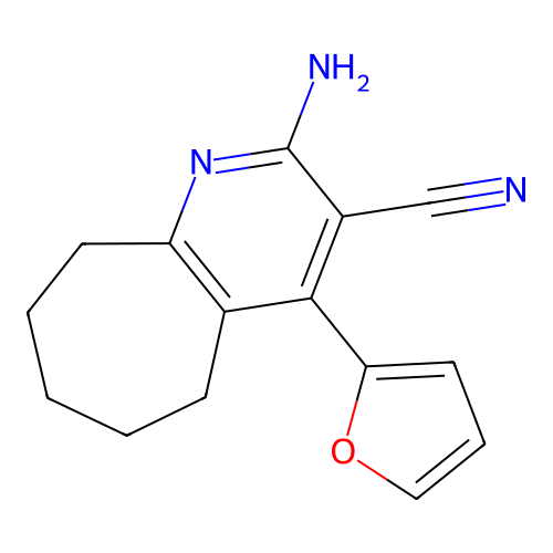 2-amino-4-(2-furyl)-6,7,8,9-tetrahydro-5H-cyclohepta[b]pyridine-3-carbonitrile structure