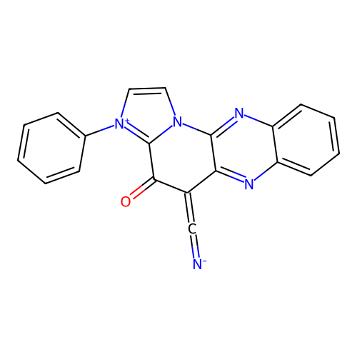 5-Cyano-3-phenylimidazo[1',2':1,6]pyrido[2,3-b]quinoxalin-3-ium-4-olate structure