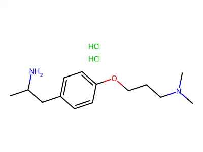 Benzeneethanamine, 4-(3-(dimethylamino)propoxy)-alpha-methyl-, dihydrochloride structure