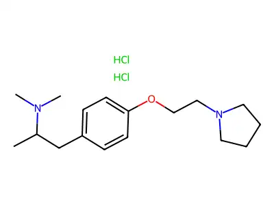 4-(2-(1-Pyrrolidinyl)ethoxy)-N,N,alpha-trimethylbenzeneethanamine dihydrochloride hydrate structure