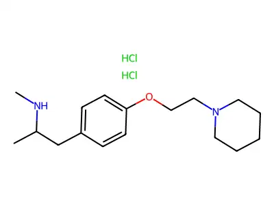 N,alpha-Dimethyl-4-(2-(1-piperidinyl)ethoxy)benzeneethanamine dihydrochloride hydrate structure