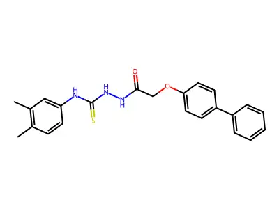 Acetic acid, ((1,1'-biphenyl)-4-yloxy)-, 2-(((3,4-dimethylphenyl)amino)thioxomethyl)hydrazide structure
