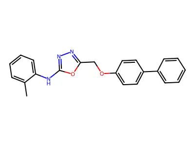 1,3,4-Oxadiazol-2-amine, 5-(((1,1'-biphenyl)-4-yloxy)methyl)-N-(2-methylphenyl)- structure