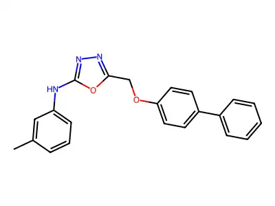 1,3,4-Oxadiazol-2-amine, 5-(((1,1'-biphenyl)-4-yloxy)methyl)-N-(3-methylphenyl)- structure